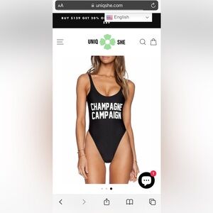NWT Champagne Campaign black swimsuit one piece size small